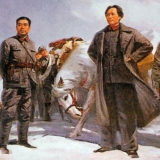 1960s-Mao-Zhu-und-Zhou-auf-den-schneebedeckten-Bergen