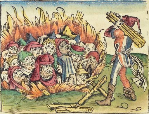 gato medieval ardiendo