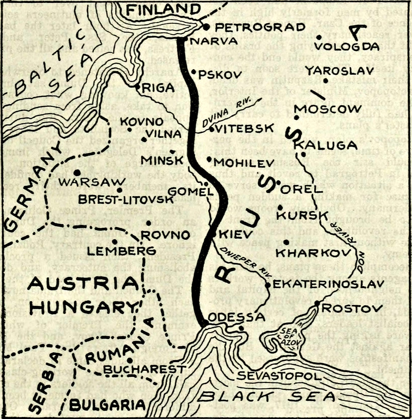 Eastern Front Ww1 Map With Cities